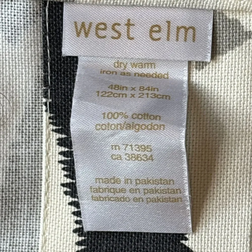 West Elm 48”x84” Curtain Panels Pair Gray Black Ivory Geometric Cotton Drapes
